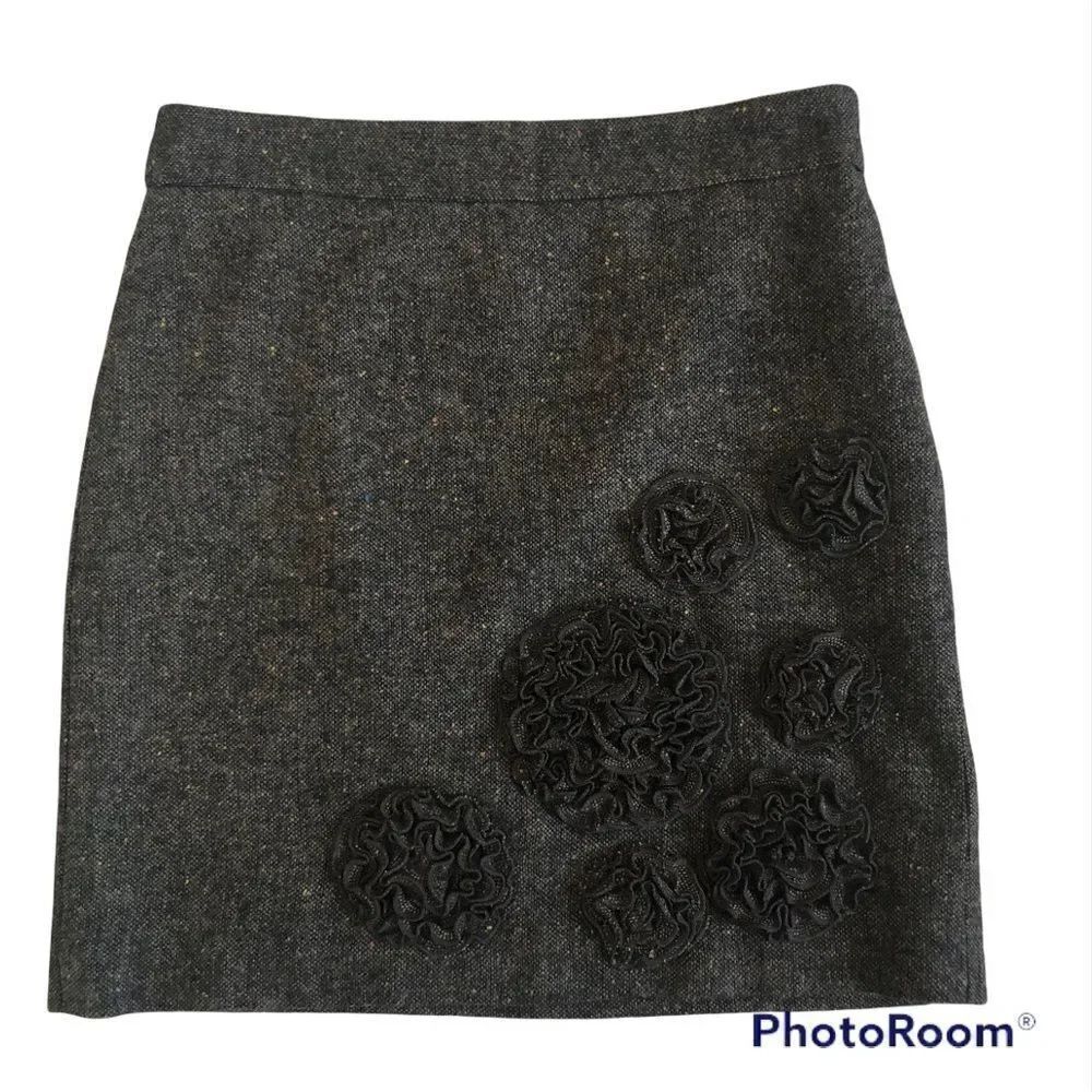 LOFT Speckled Brown Wool Blend Mini Skirt Size 00P